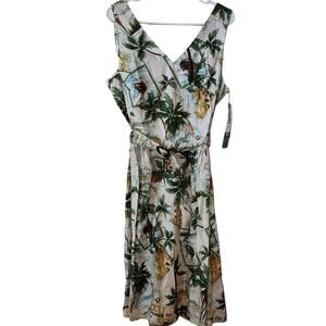 New Sheri Martin 16 Hawaii Tropical Island Fit Flare Post Card Travel DRESS